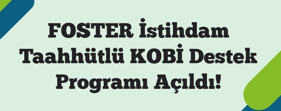 FOSTER İstihdam Taahhütlü KOBİ Destek Programı Açıldı!