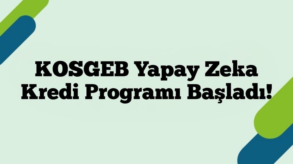 KOSGEB Yapay Zeka Kredi Programı Başladı!